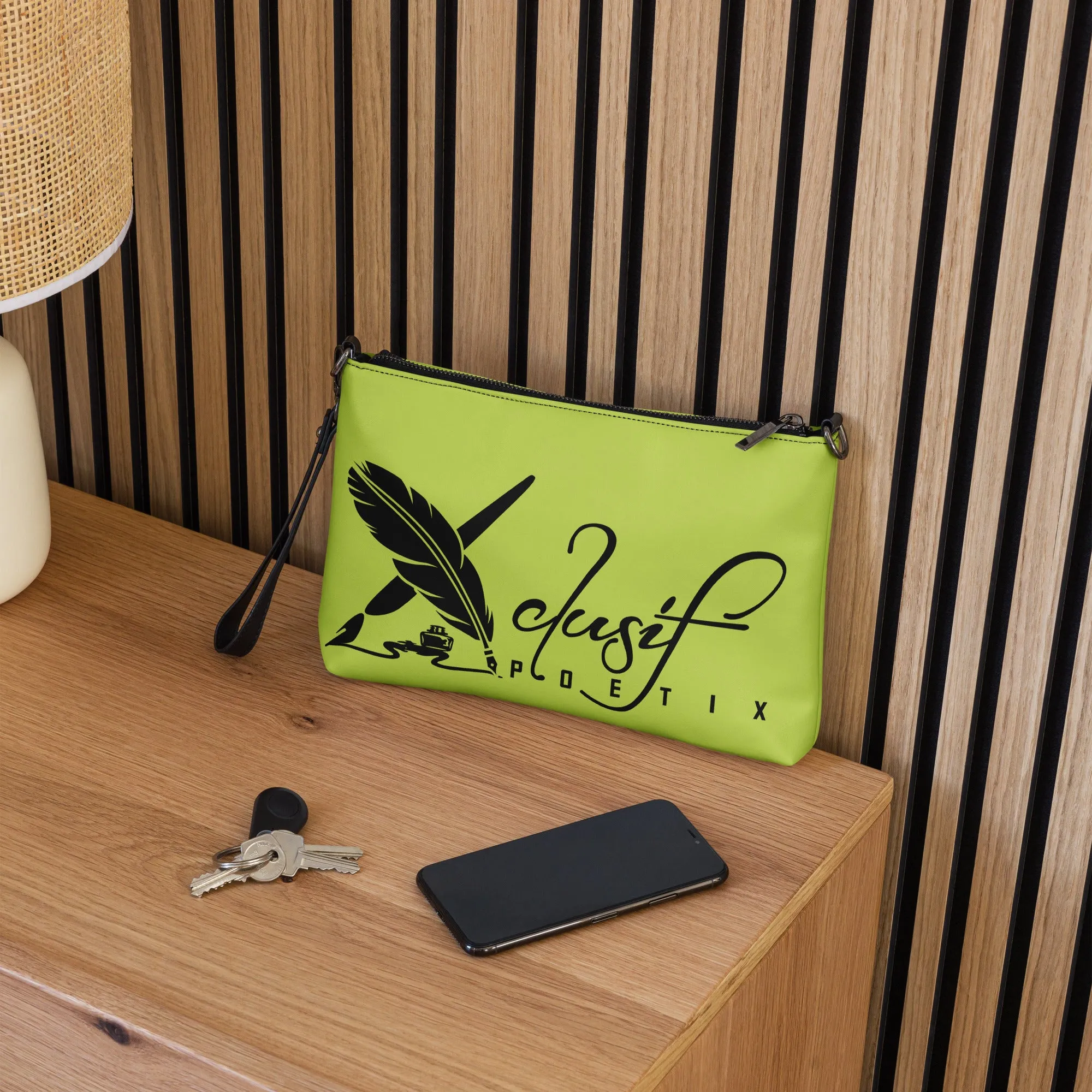 "LOVE ALWAYS WINS" BY XCLUSIF POETIX LIGHT GREEN Crossbody bag