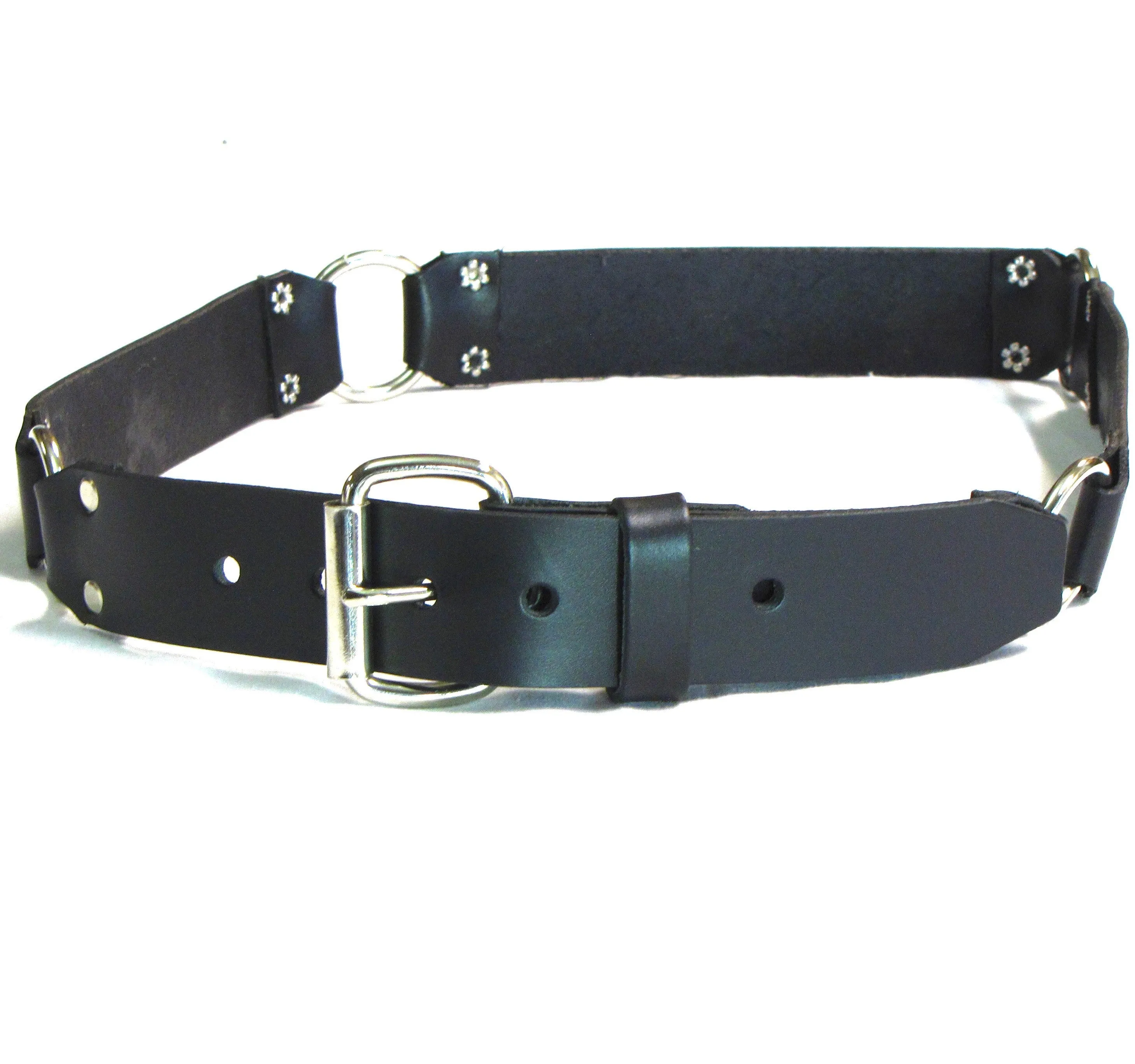 RB-283R  1 1/2" Ring Belt- Red Skull and Crossbones