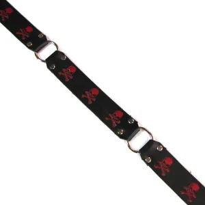 RB-283R  1 1/2" Ring Belt- Red Skull and Crossbones