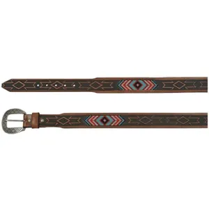 Red Dirt Hat Co Needlepoint Inlay Leather Tapered Belt