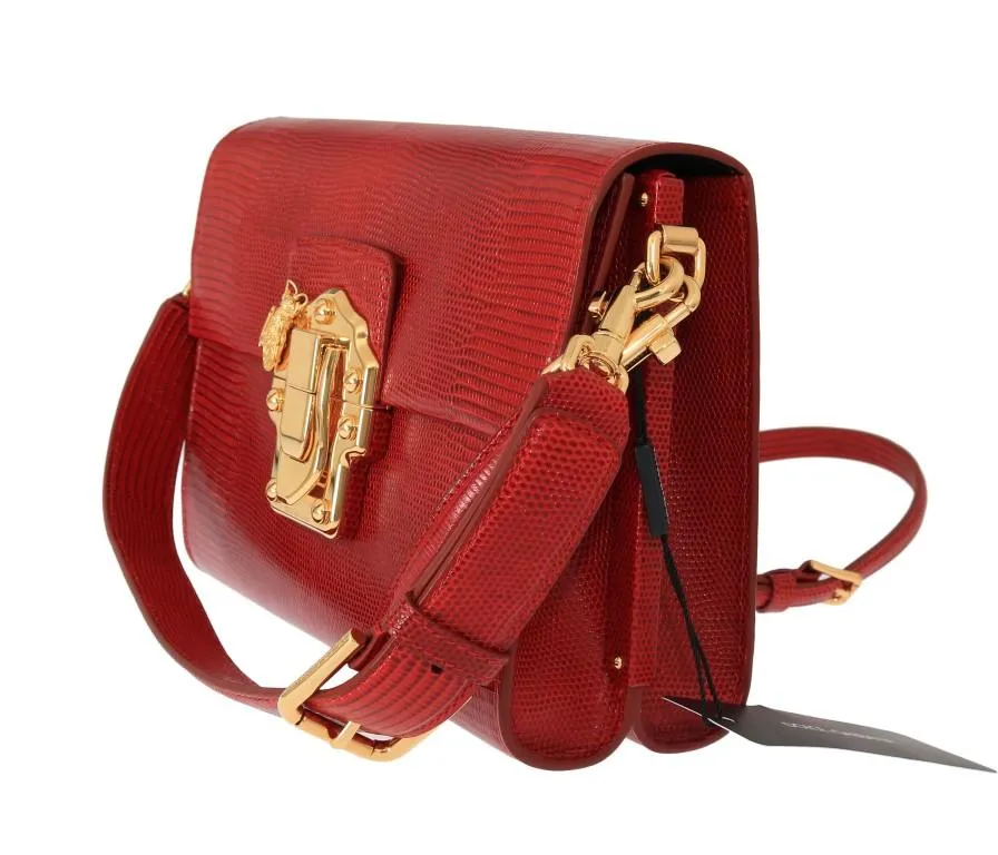 Red Leather LUCIA Shoulder Messenger Bag