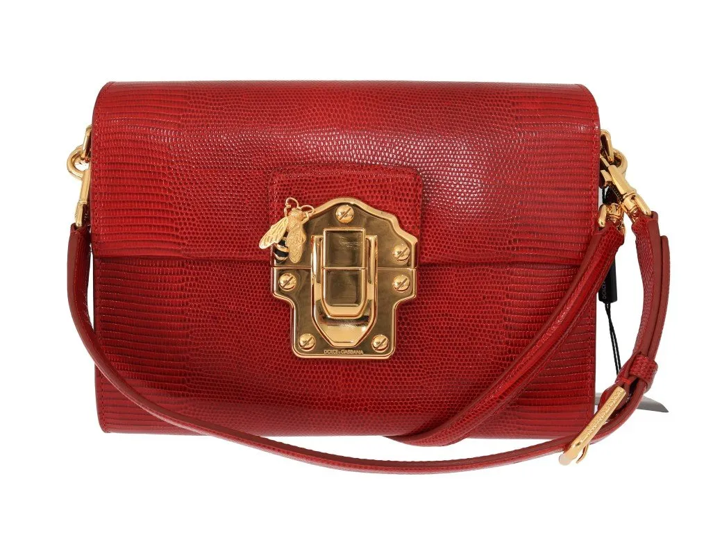 Red Leather LUCIA Shoulder Messenger Bag