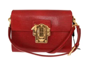 Red Leather LUCIA Shoulder Messenger Bag