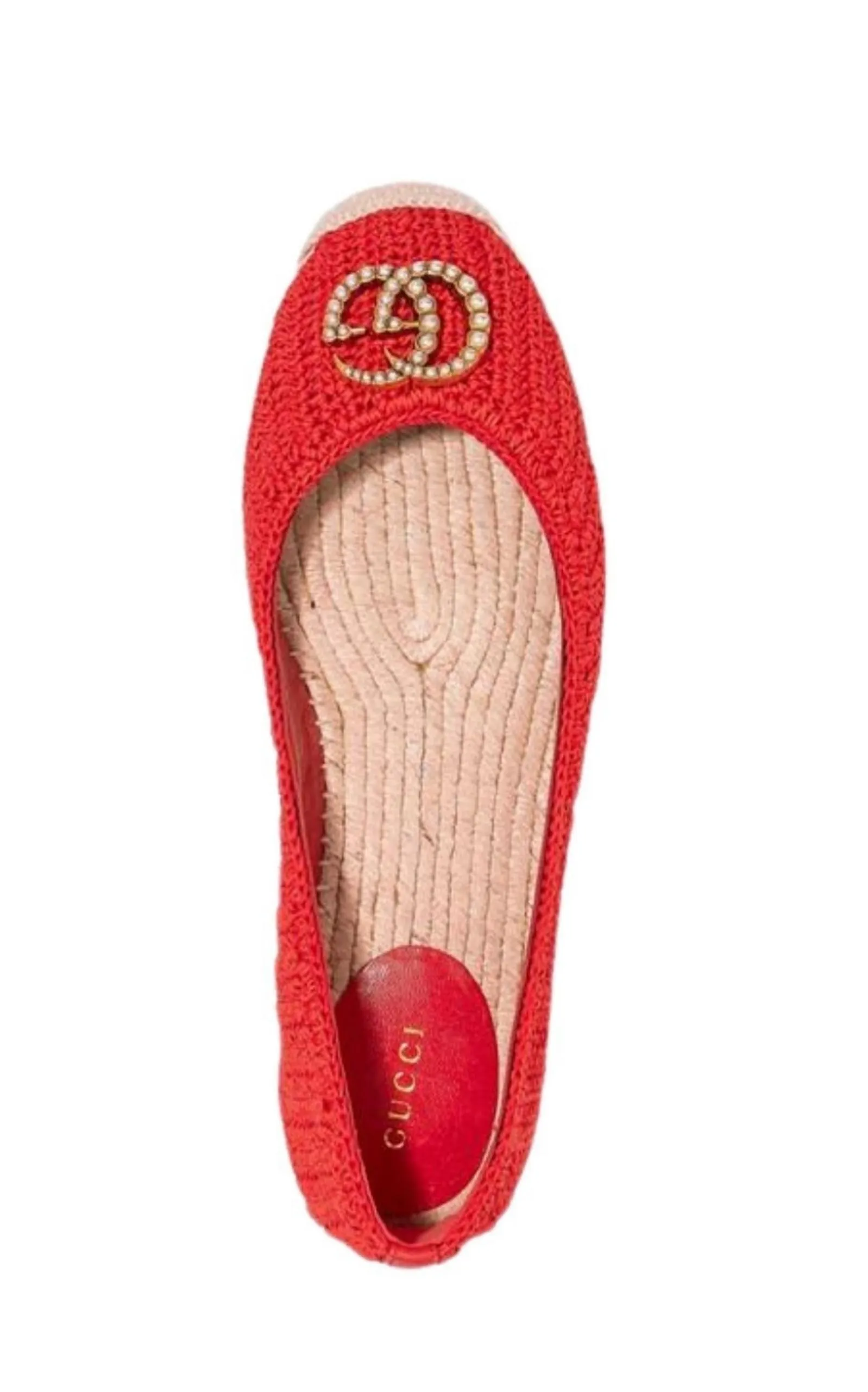 Red Lilibeth GG Faux Pearl-embellished Espadrilles