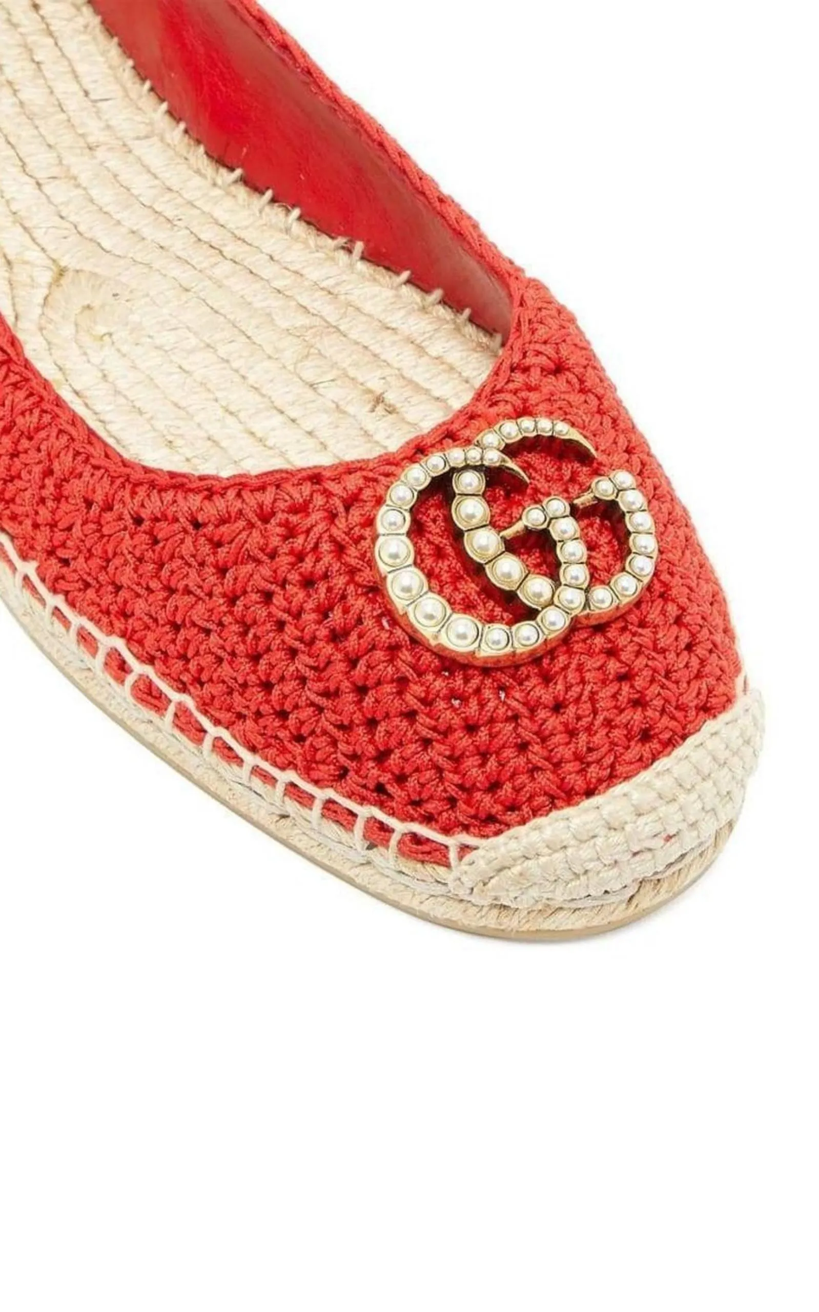 Red Lilibeth GG Faux Pearl-embellished Espadrilles