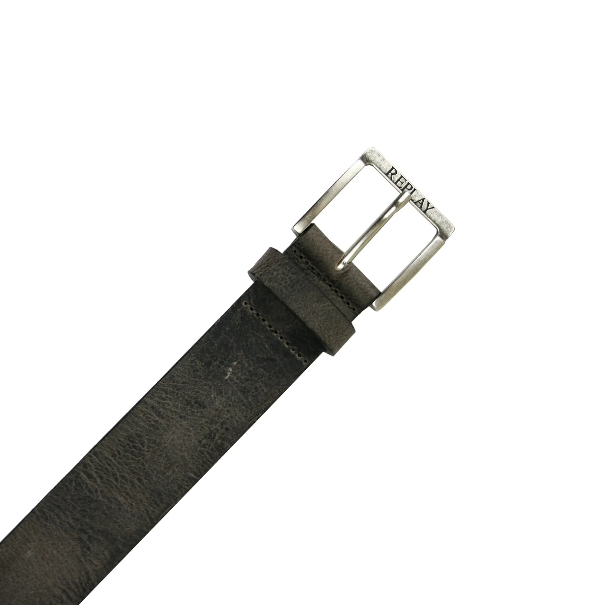 Replay Ams531 Leather Crinkle Effect Belt Brown