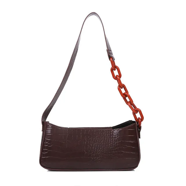 Retro Alligator Pattern Women Shoulder Bags PU Leather Casual Trendy Subaxillary Bags Bolsa Mujer 2020 New Designer Schoudertas