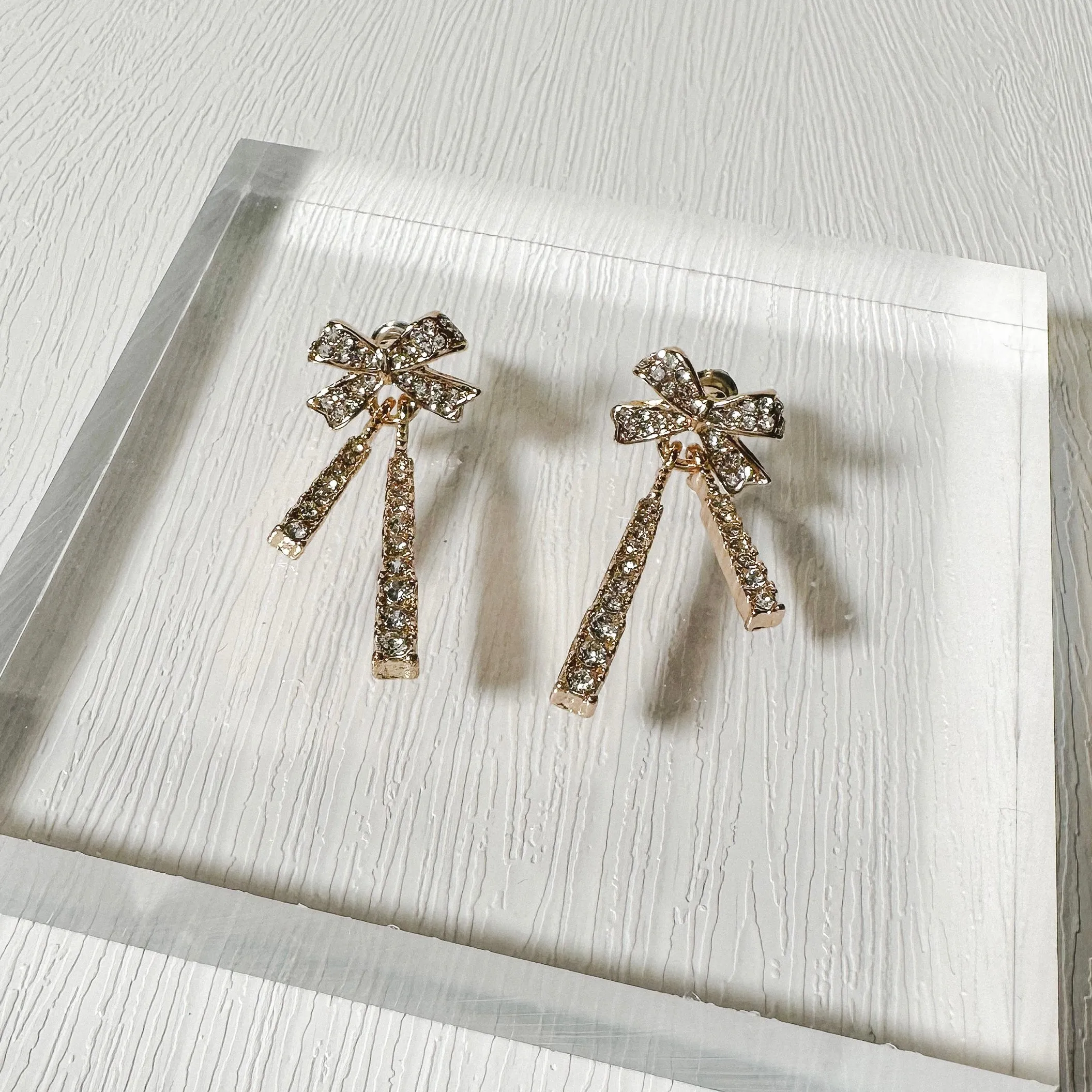 Rhinestone Bow Earrings (2 Colors)
