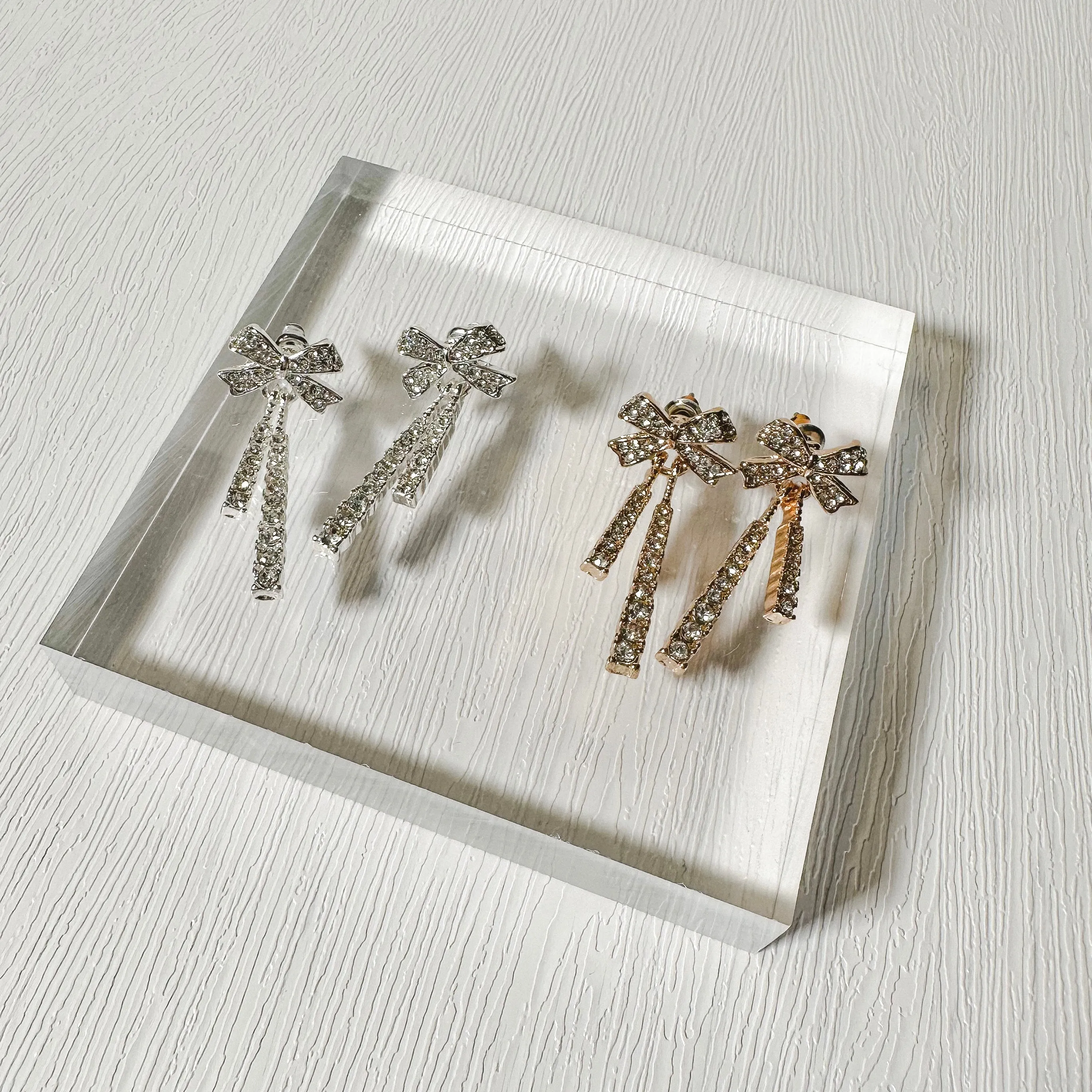 Rhinestone Bow Earrings (2 Colors)