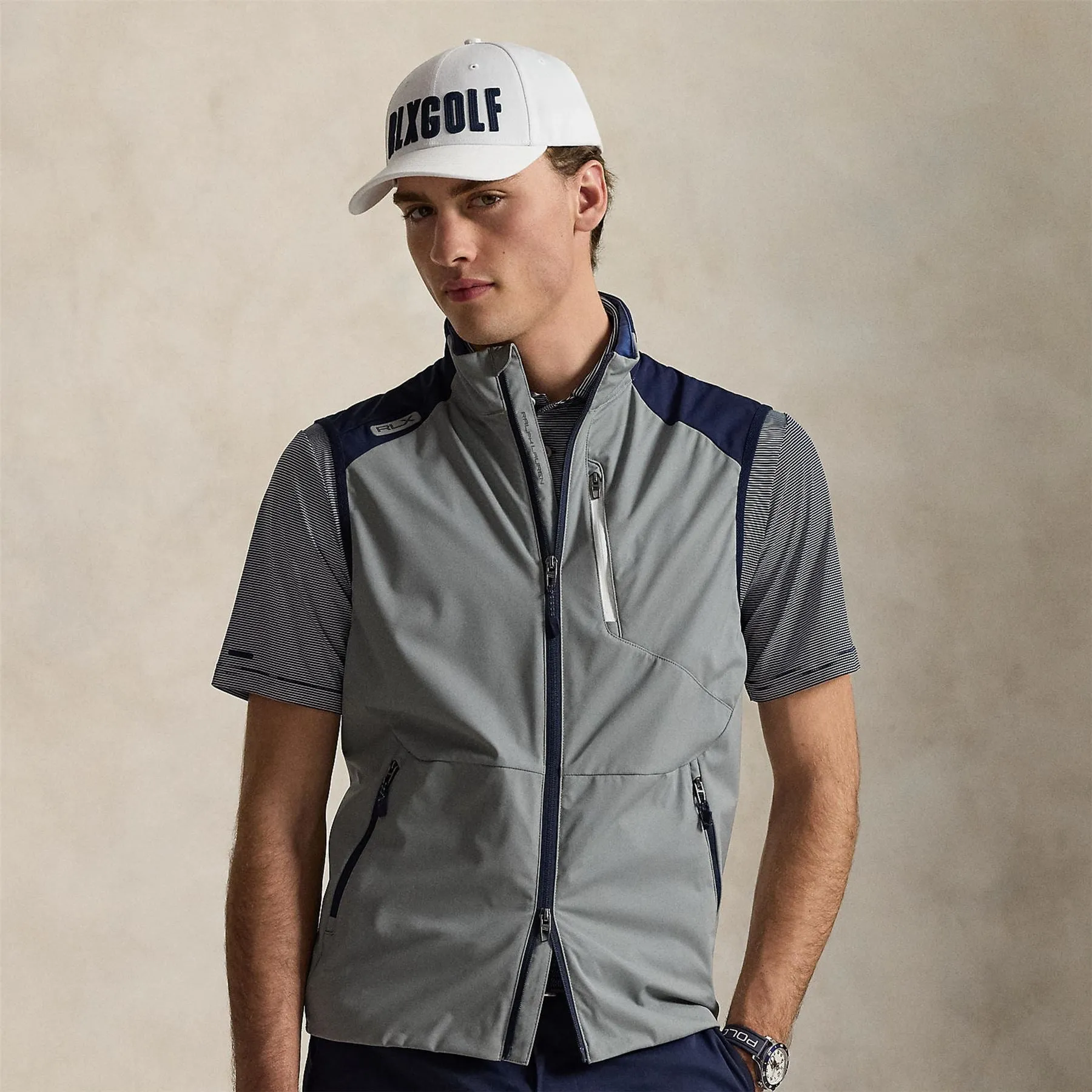 RLX Full Zip Plainweave Woven Vest Peak Gray/Refined Navy