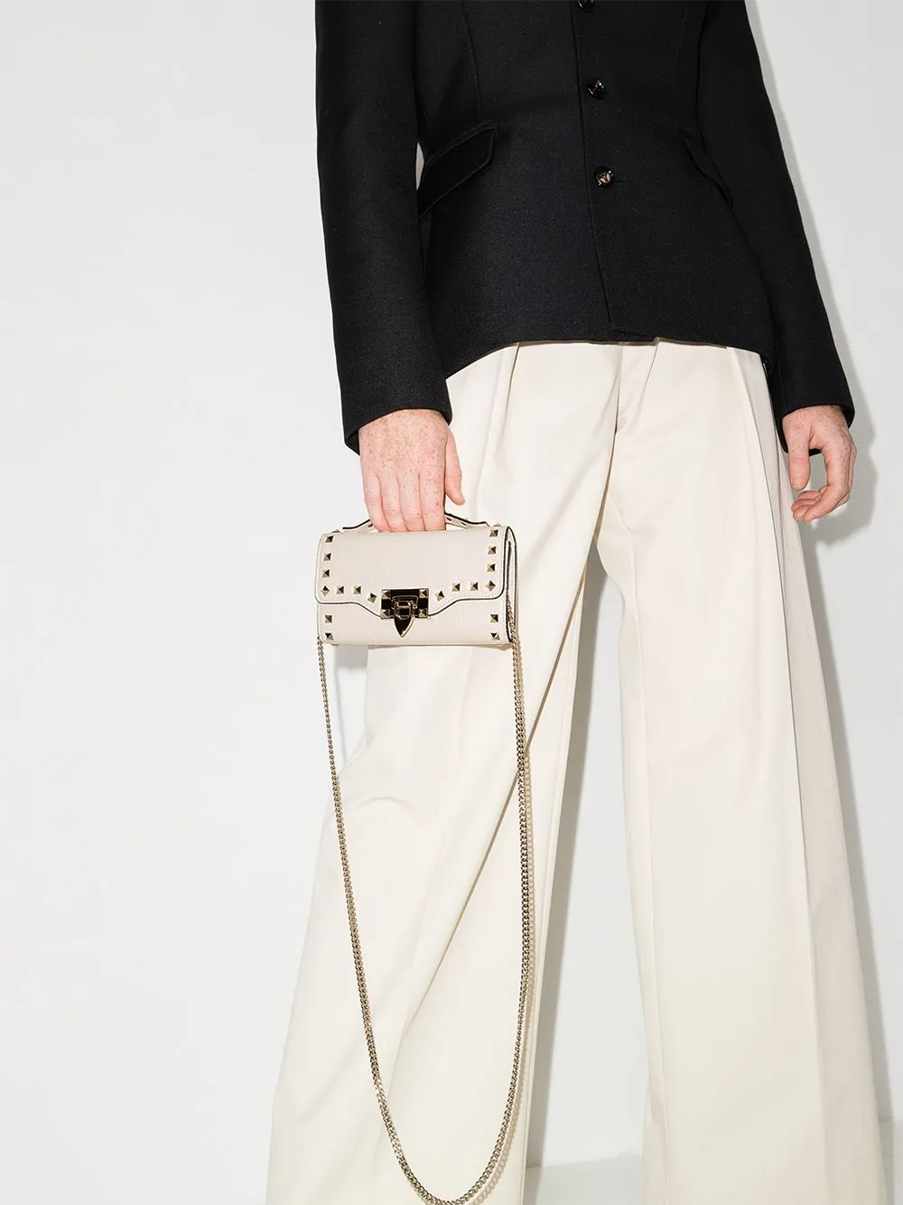Rockstud leather wallet on chain