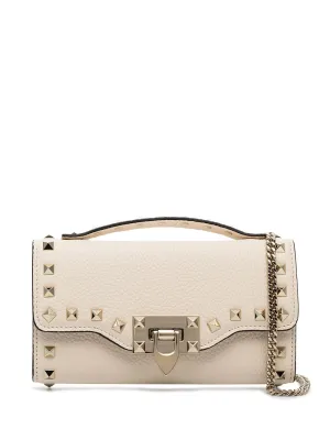 Rockstud leather wallet on chain