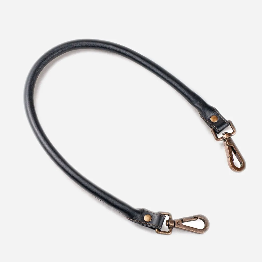 Rolled Elbow - Italian Leather and Antique Brass Black Strap