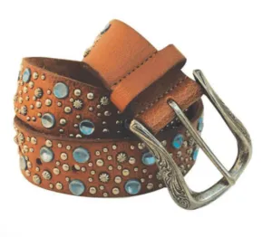Roper Belt Womens Leather with Turquoise Nail Head