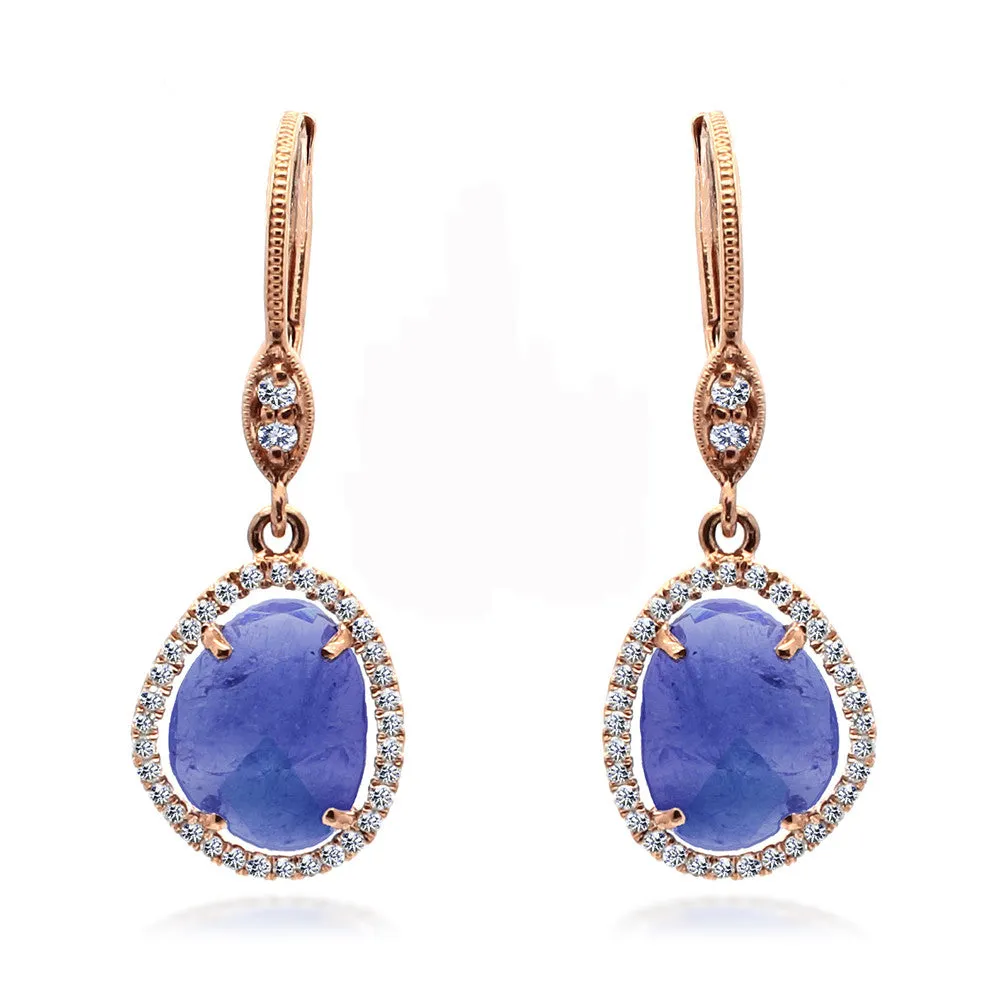 Rose Gold and Tanzanite Drop Earrings
