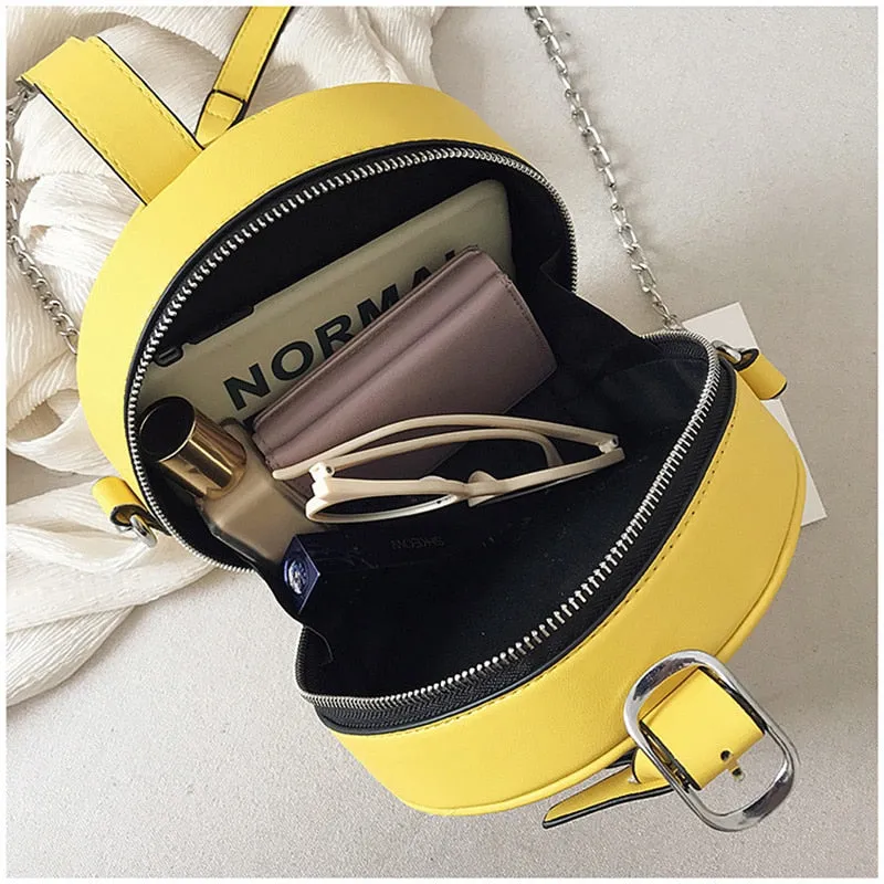 Round Rivet Fashion Chain PU Leather Bag