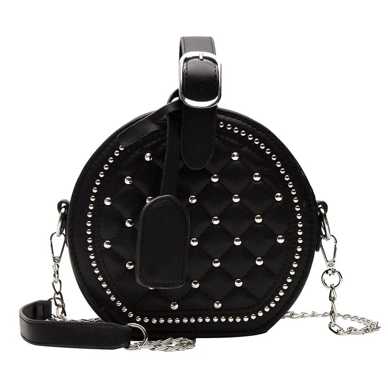 Round Rivet Fashion Chain PU Leather Bag