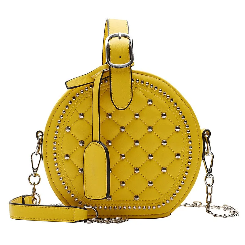 Round Rivet Fashion Chain PU Leather Bag