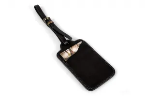 Rustic Black Leather Luggage Tag
