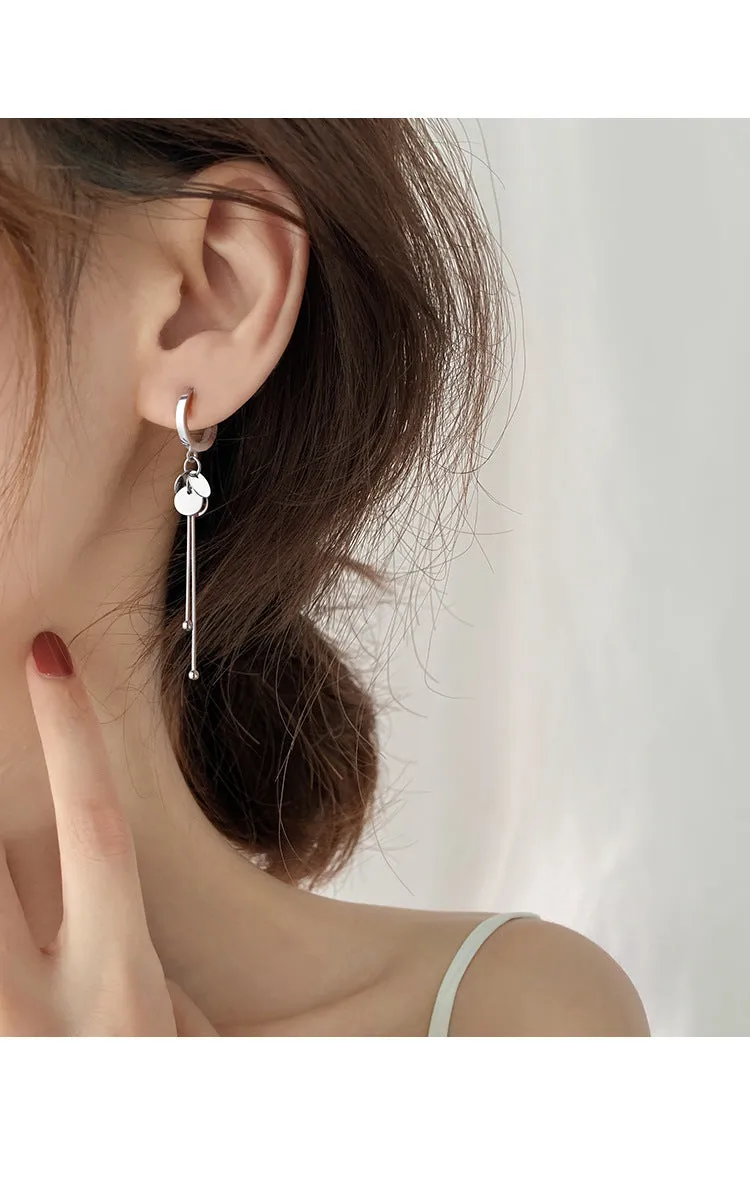 S925 Silver Circle Drop Earrings