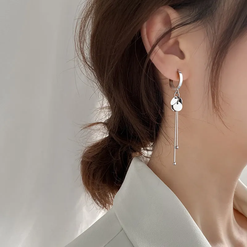 S925 Silver Circle Drop Earrings