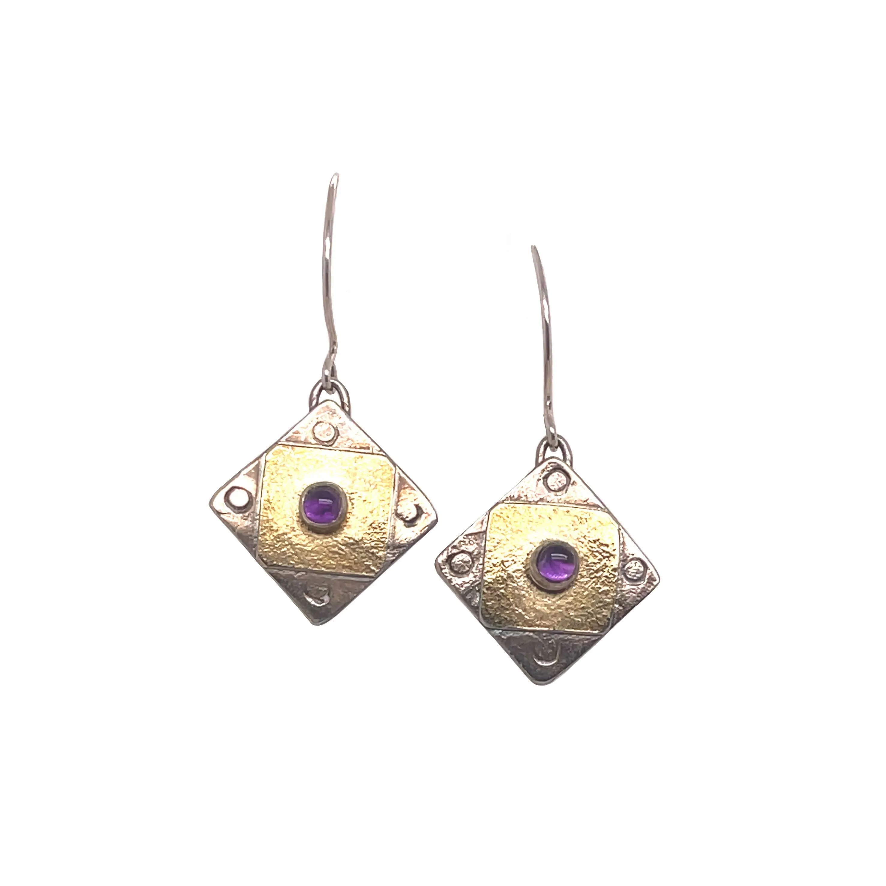 Single Stone Square Drop Earrings