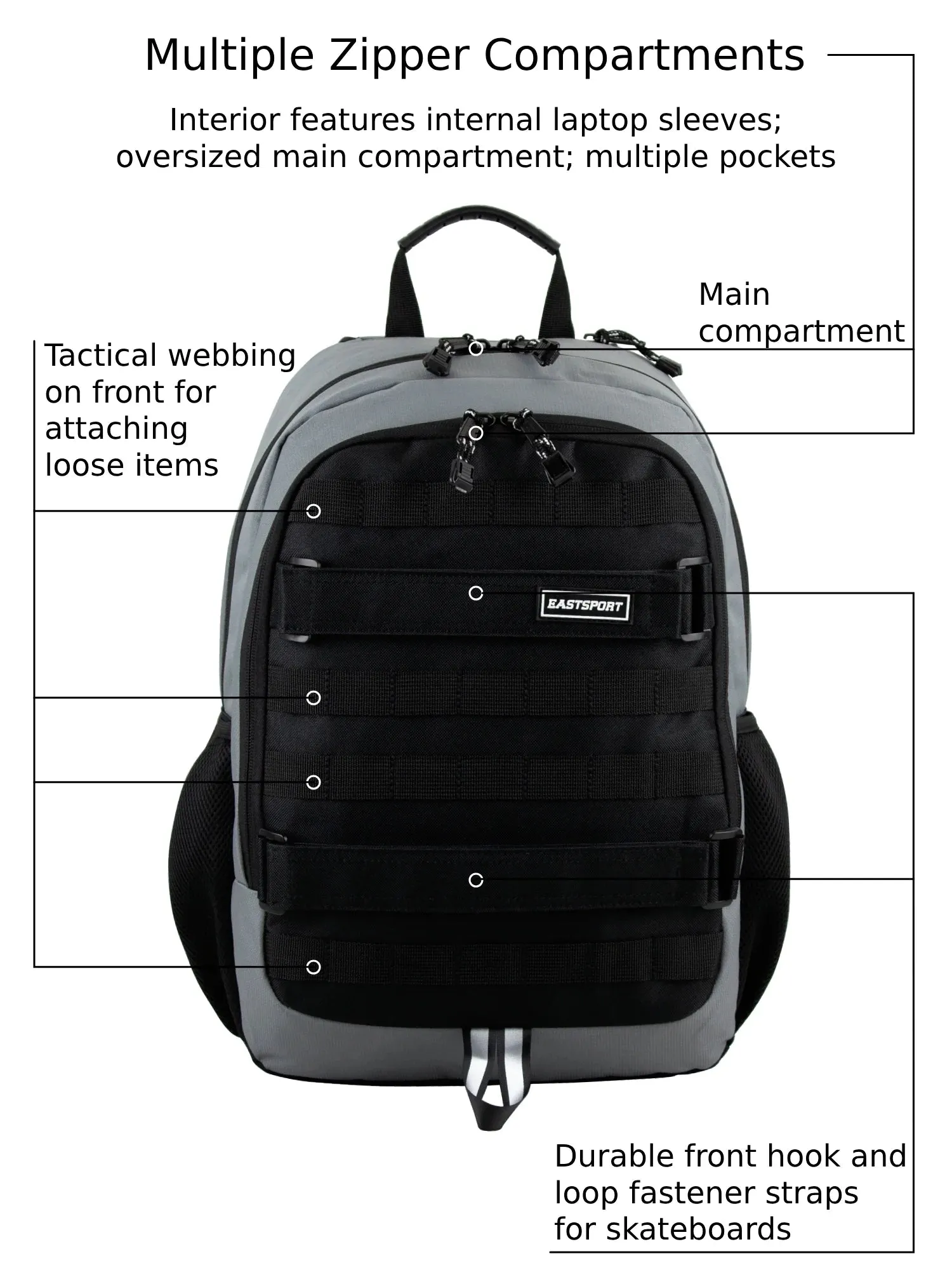 Skatepark 180 Skater Backpack, Grey Flannel