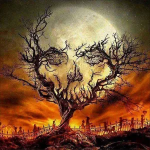 Skull Twig Moon DIY 5D Diamond Painting by Number Kit Canvas 12"X12"