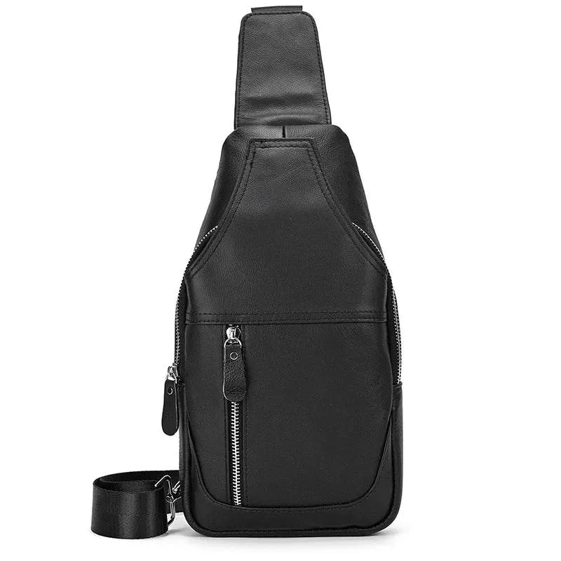 Sling Bag Genuine Leather Chest Bag Crossbody for Gym