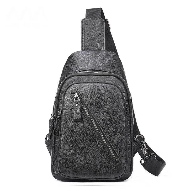 Sling Bag Genuine Leather Chest Bag Crossbody for Gym