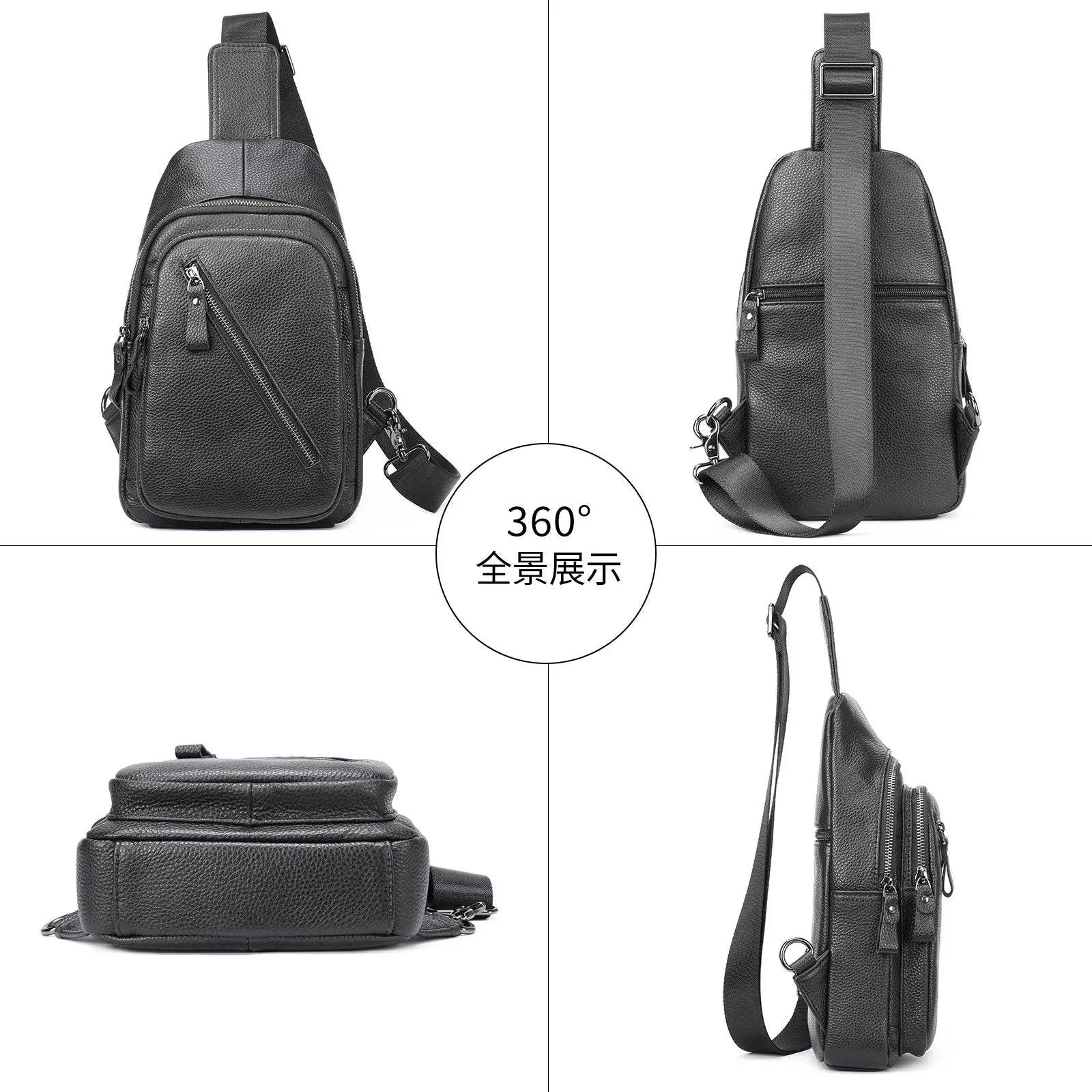 Sling Bag Genuine Leather Chest Bag Crossbody for Gym