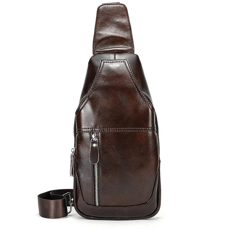 Sling Bag Genuine Leather Chest Bag Crossbody for Gym