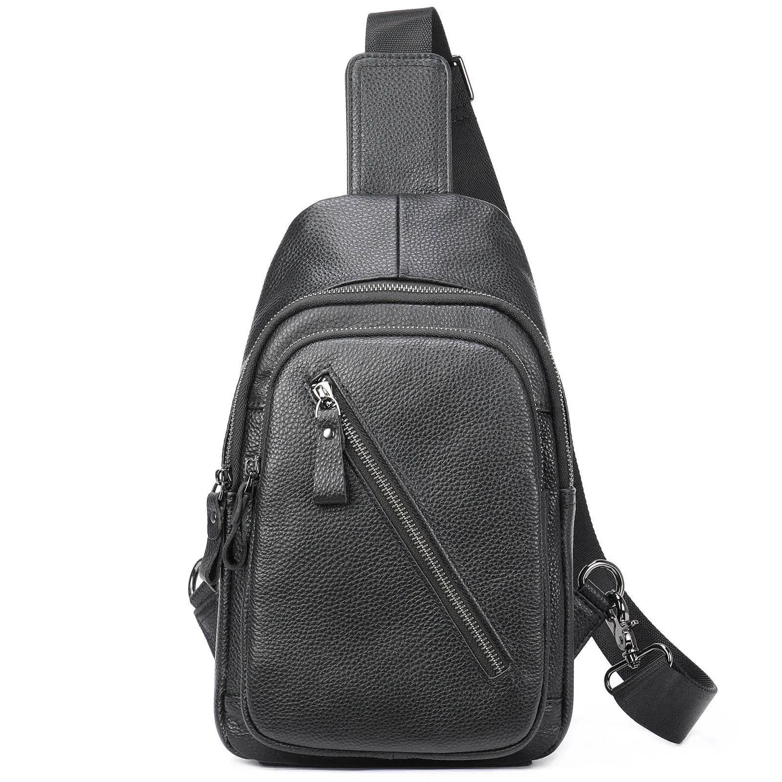 Sling Bag Genuine Leather Chest Bag Crossbody for Gym
