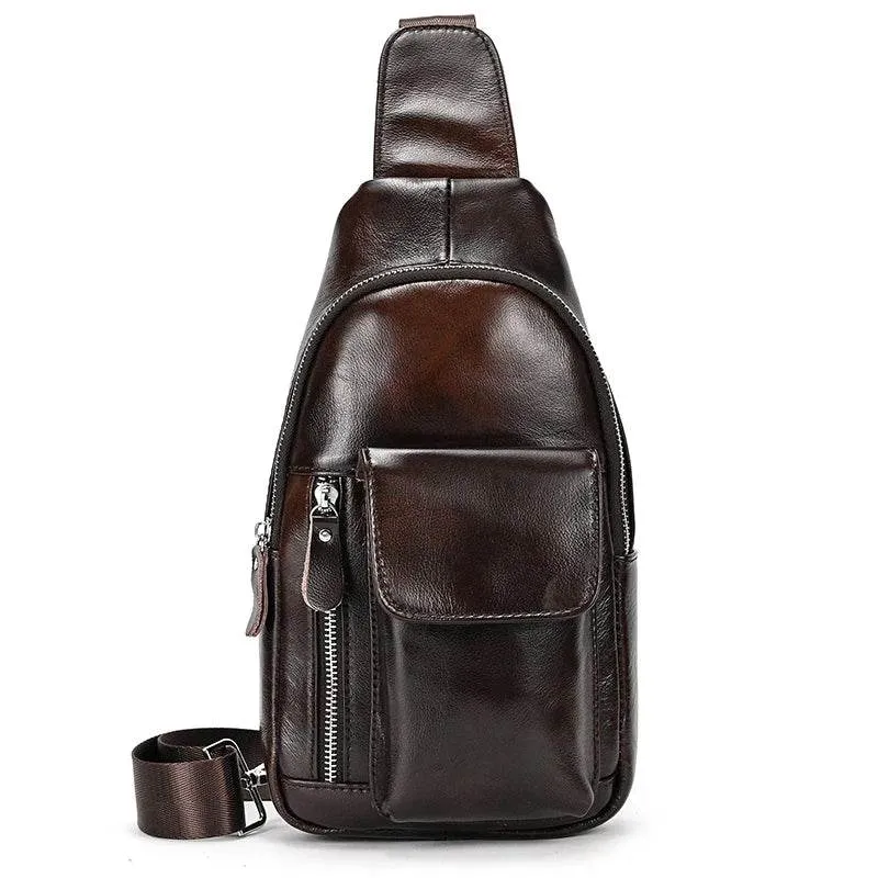 Sling Bag Genuine Leather Chest Bag Crossbody for Gym