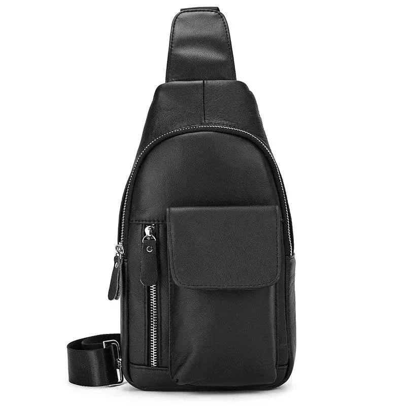 Sling Bag Genuine Leather Chest Bag Crossbody for Gym