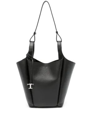 Small leather bucket bag