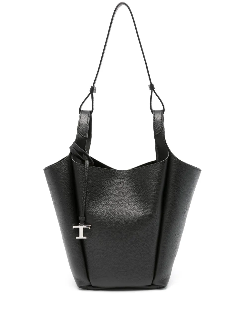 Small leather bucket bag