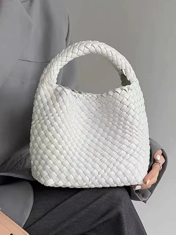 Solid Color Woven Bags Handbags