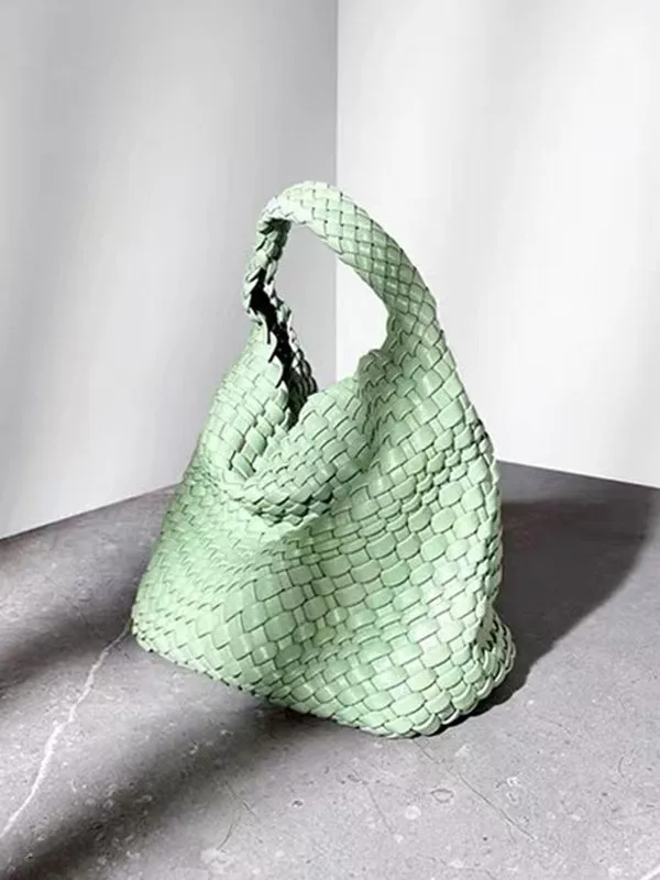 Solid Color Woven Bags Handbags