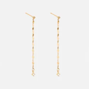 Solid Gold Sparkle Link Chain Convertible Diamond Drop Earrings