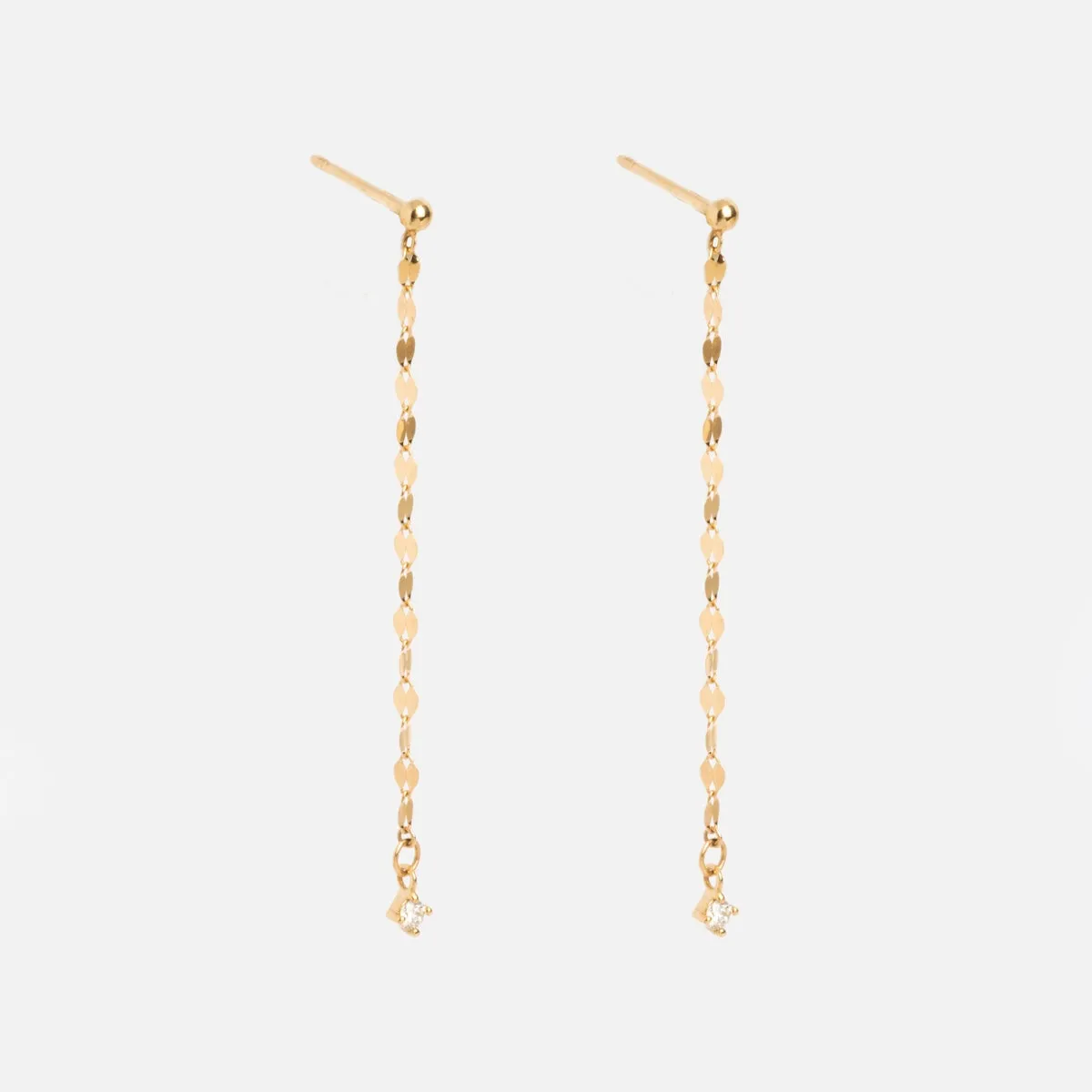 Solid Gold Sparkle Link Chain Convertible Diamond Drop Earrings