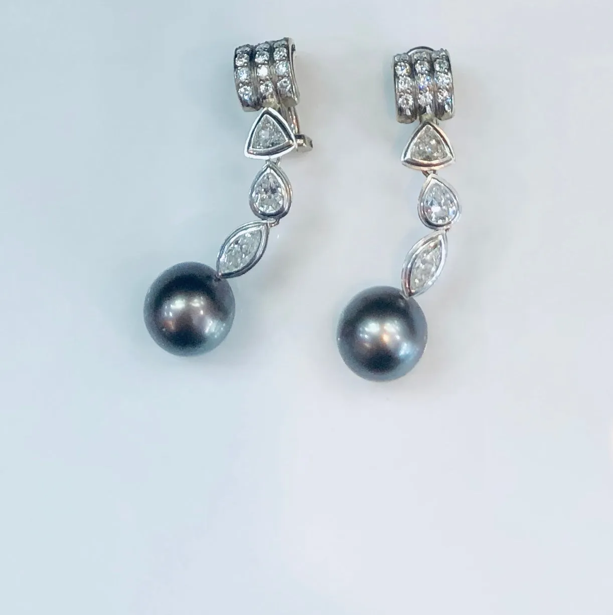 South Sea Pearl Diamond Drop Earrings