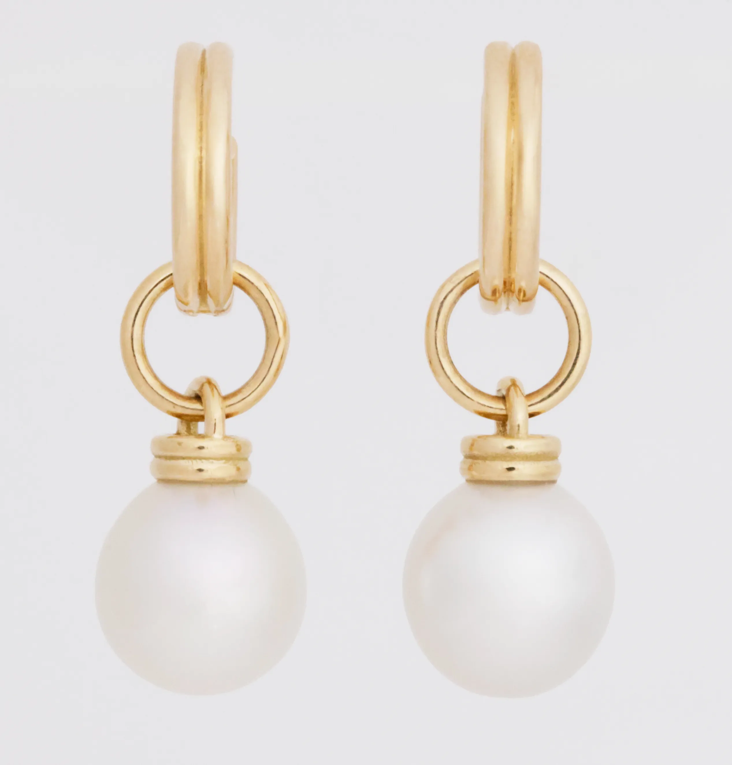 South Sea White Pearl Drops with Double Huggies, 18k Yellow Gold, Medium (Pearl)