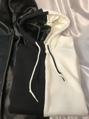 Split Satin Lined Hoodie™️:  Haute Coal & Chalk