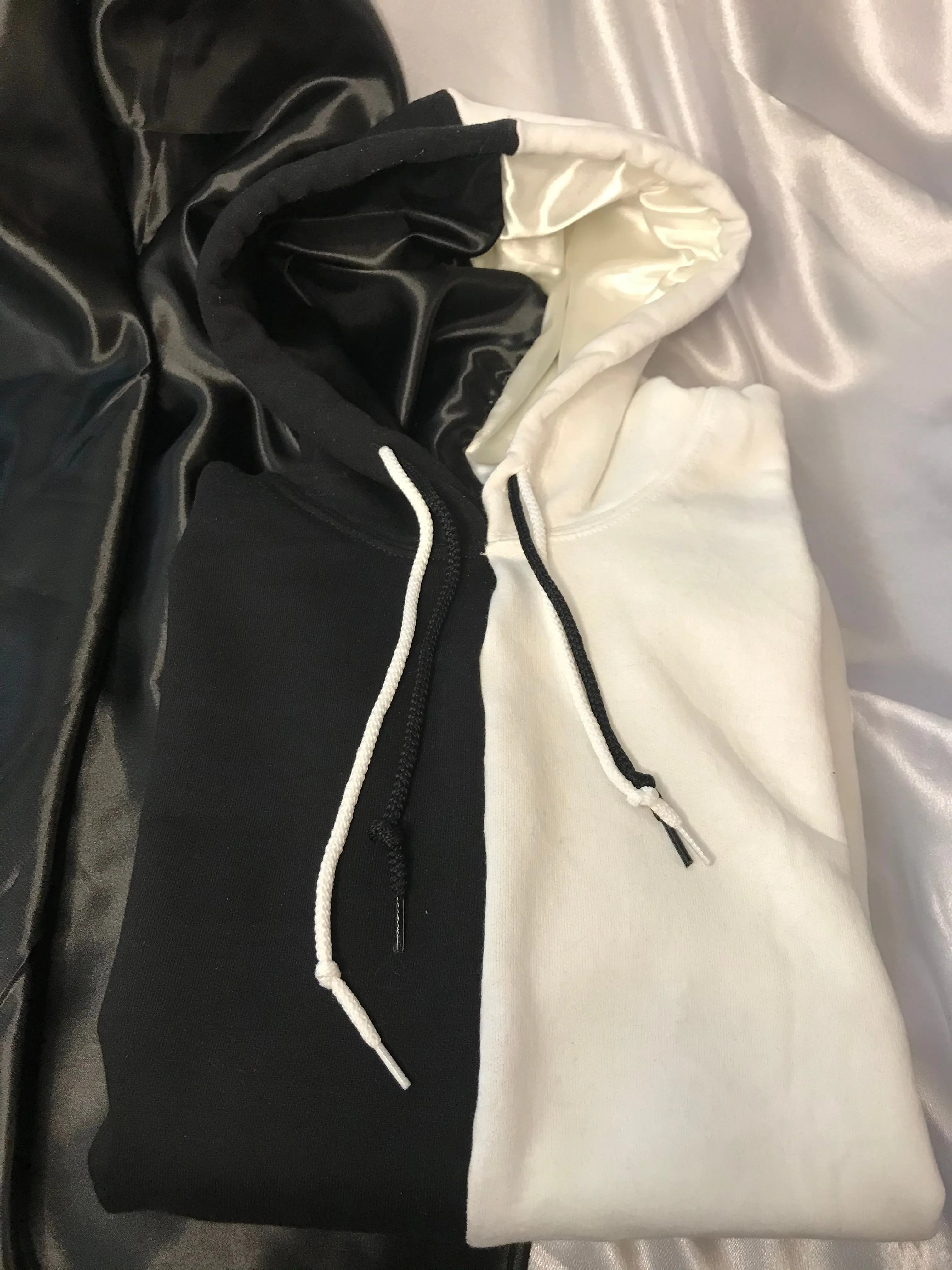 Split Satin Lined Hoodie™️:  Haute Coal & Chalk