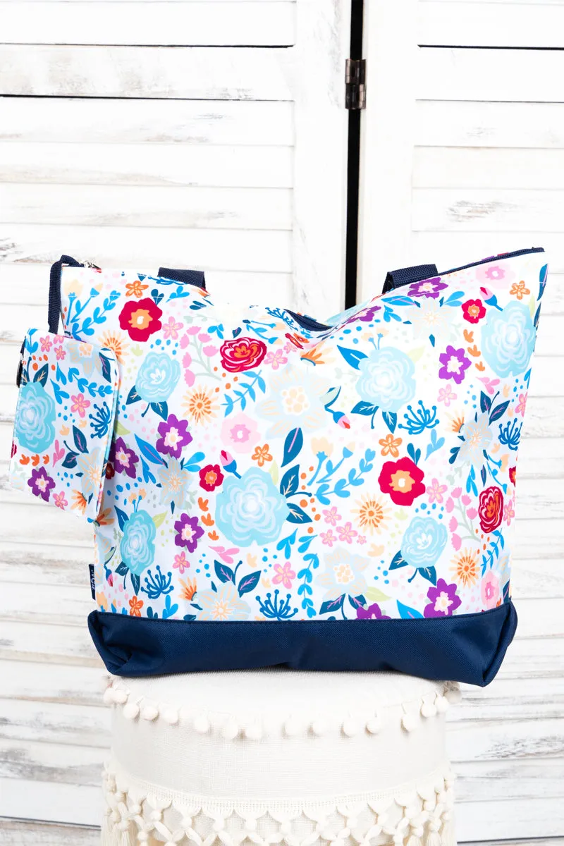 Spring Fling with Navy Trim Tote Bag