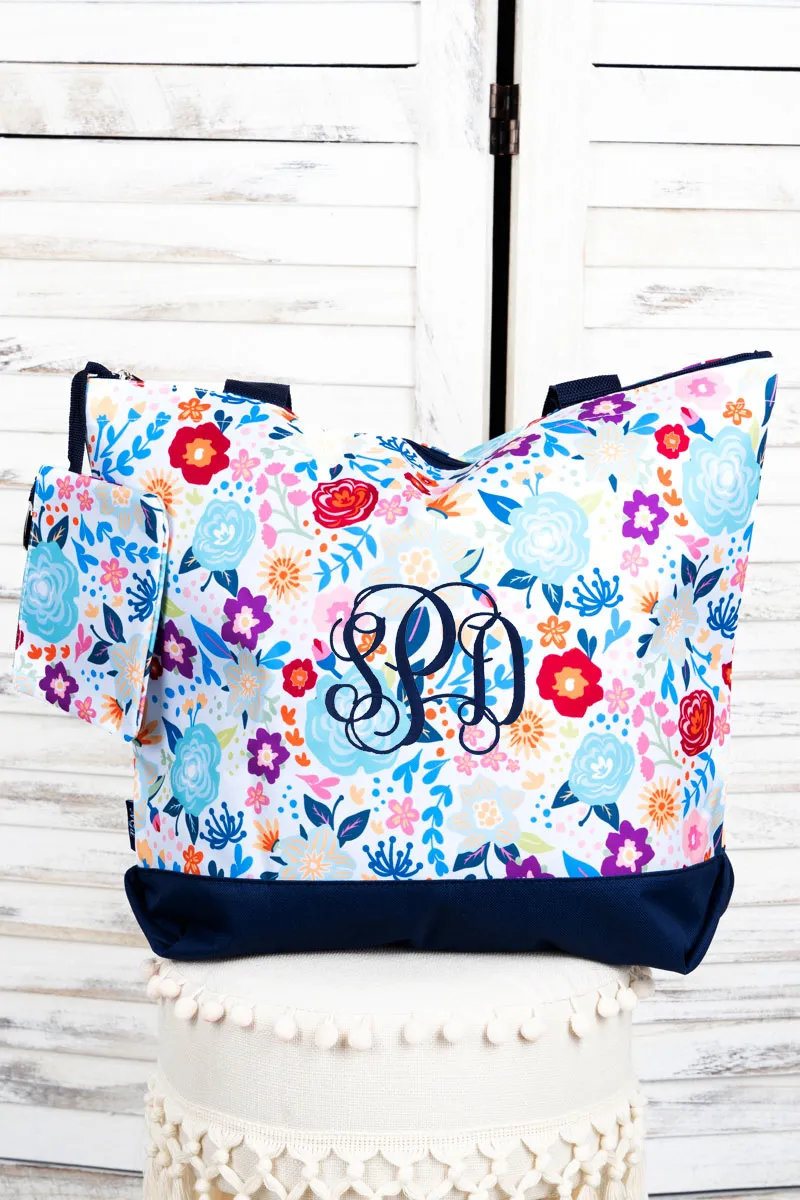 Spring Fling with Navy Trim Tote Bag