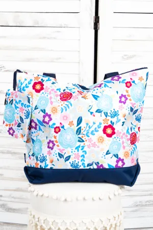 Spring Fling with Navy Trim Tote Bag