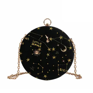 Star Pattern Velour Round Vintage Bag