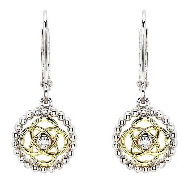 Sterling Silver CZ Celtic Knot Drop Earrings SE002SH